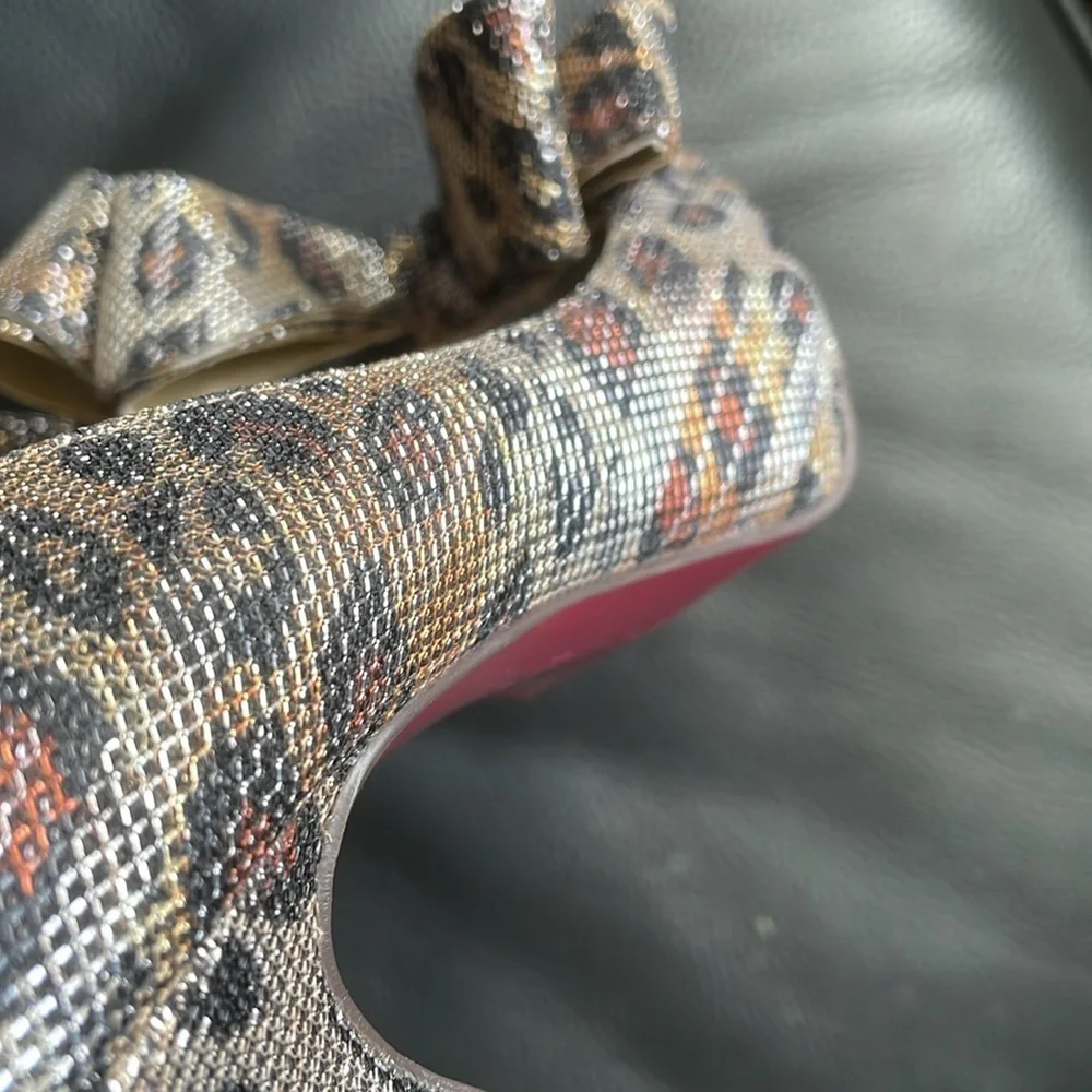 Paris Hilton Heels Size 8M Animal Print Metallic Shimmer - Picture 10 of 11